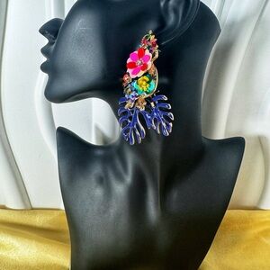 Colorful Floral Statement Earrings